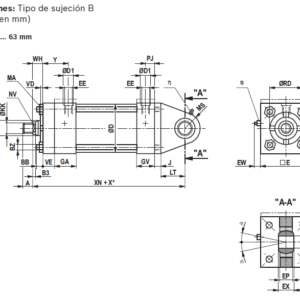 Cilindro hidráulico con tirantes CD70 Serie 1X Konfig REXROTH - Image 2