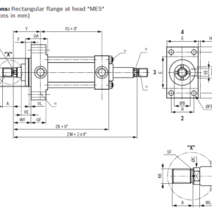Cilindro hidráulico de doble vástago con tirantes CGT3 Serie 3X Konfig REXROTH - Image 2